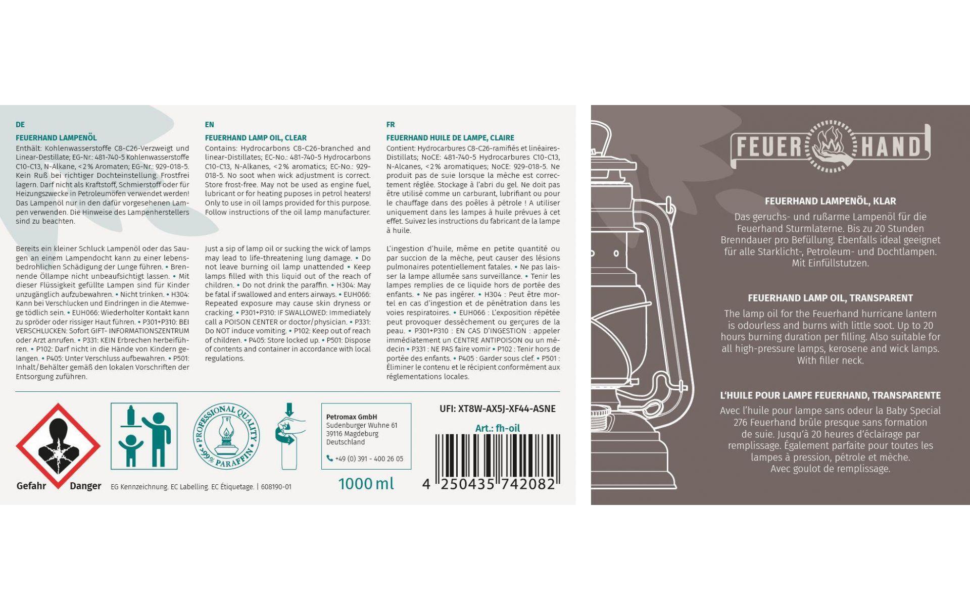 Feuerhand Lampenöl, 1 l