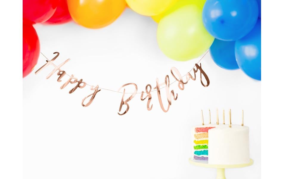 Partydeco Girlande Happy Birthday Rosegold, 16.5 x 62 cm