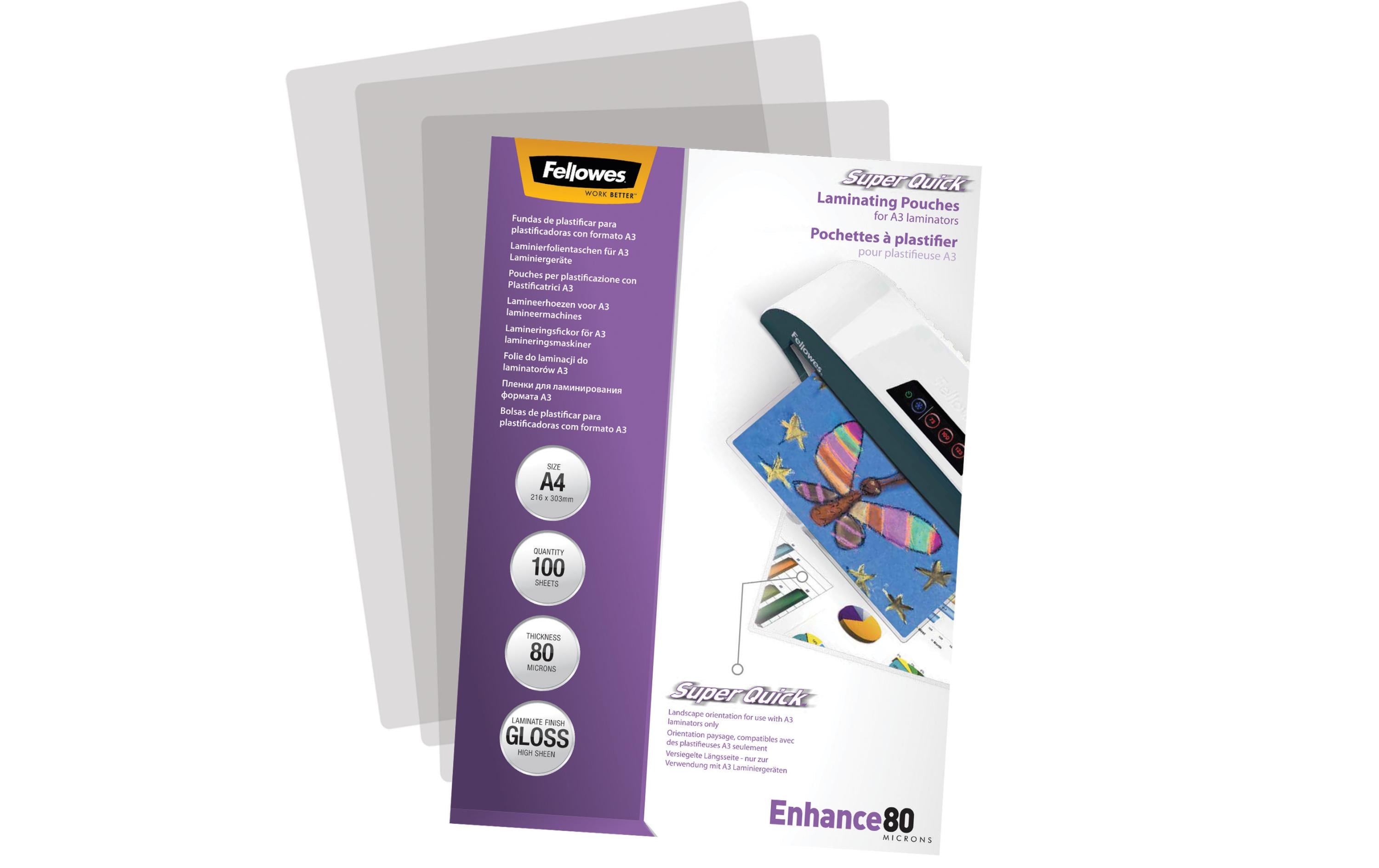 Fellowes Laminierfolie Superquick A4, , 100 Stück, Glänzend Fellowes Laminierfolie Superquick A4, , 100 Stück, Glänzend