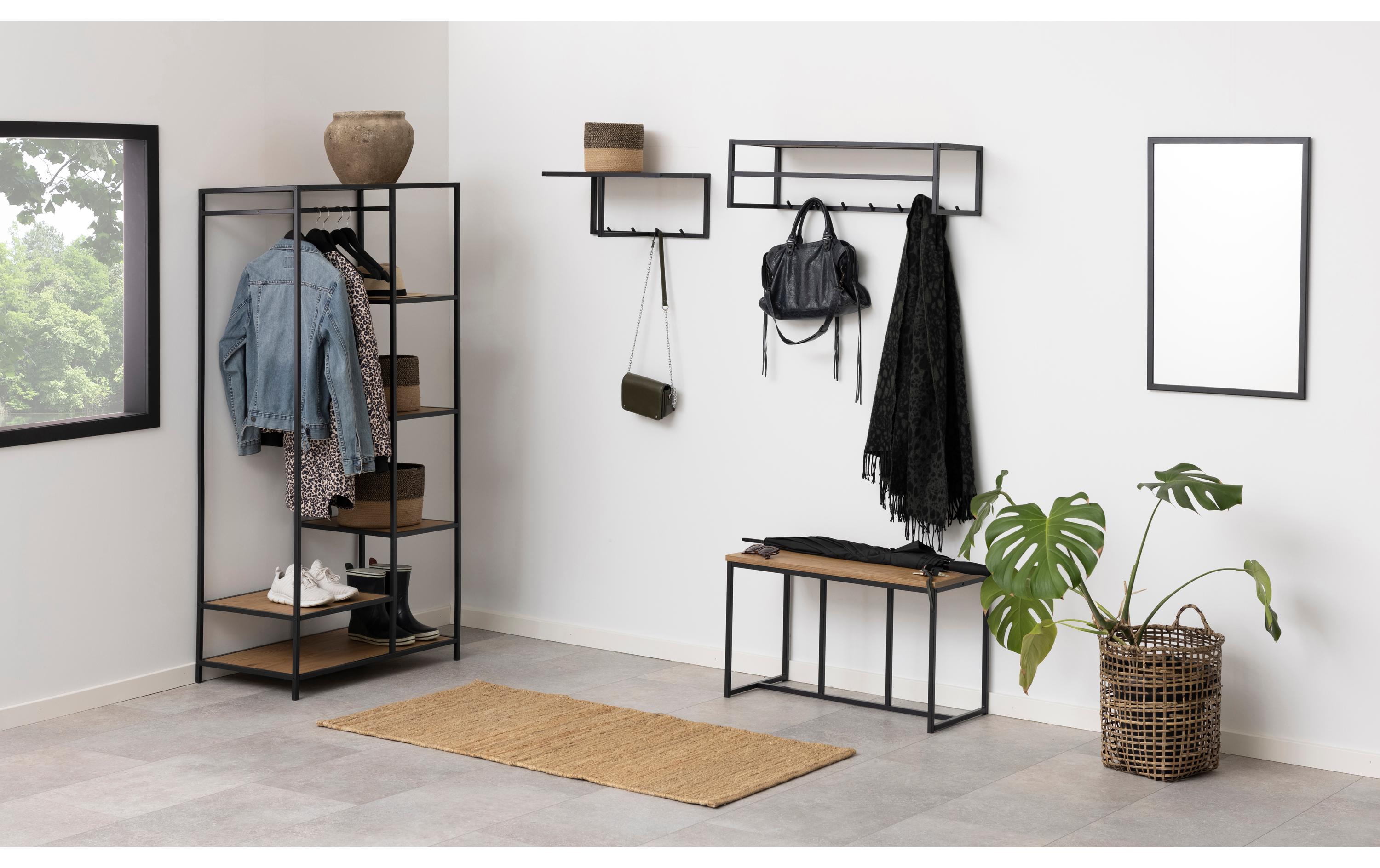 AC Design Garderobe Seaford 77 x 45 x 165 cm, Eiche/Schwarz