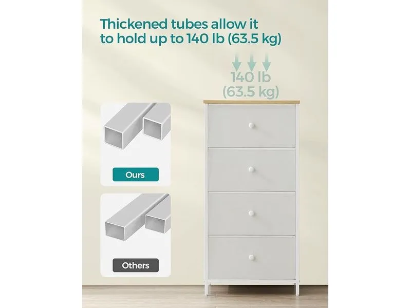 Songmics Kommode mit vier Schubladen 30 x 91.7 cm, Schwarz/Braun