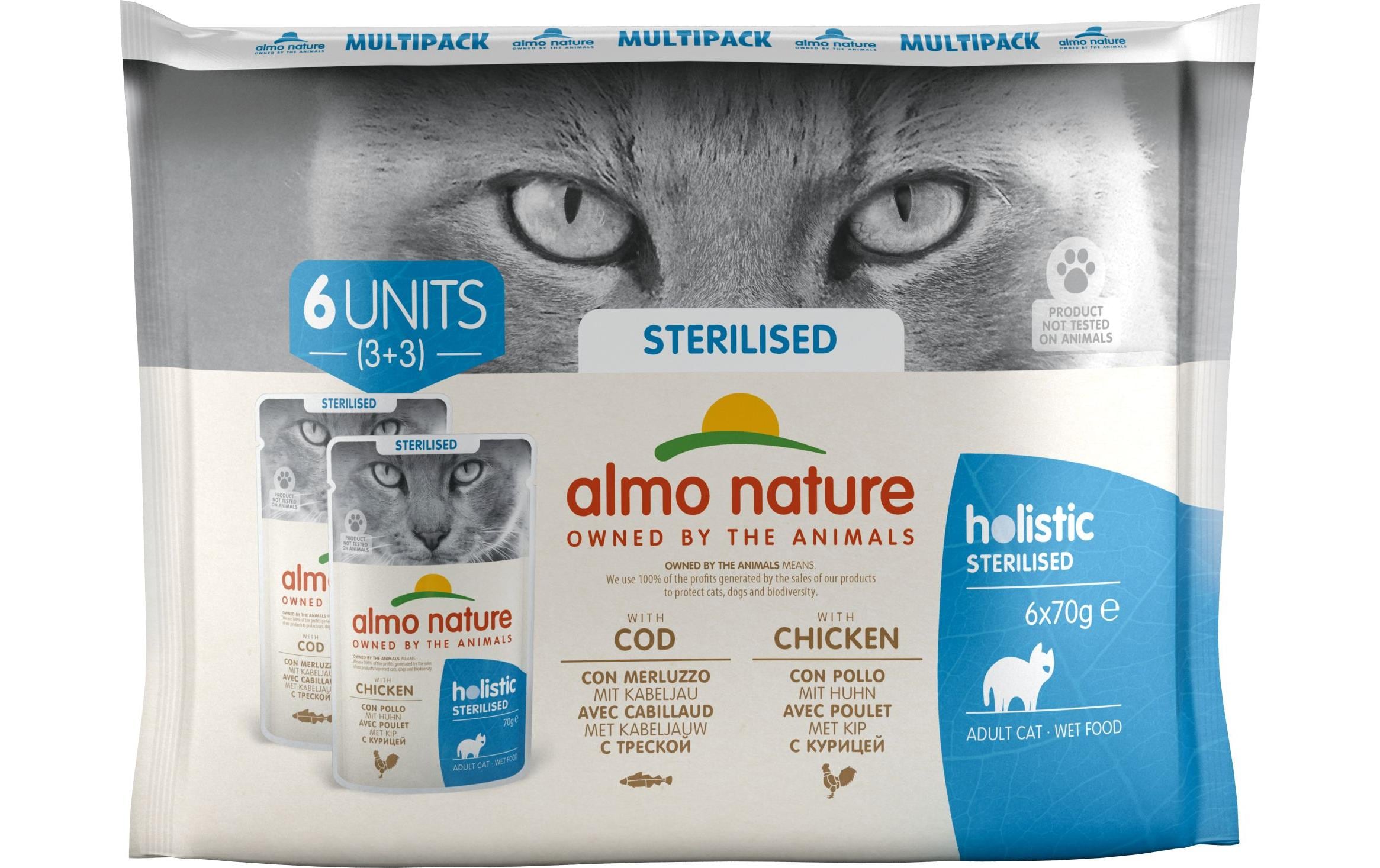 Almo Nature Nassfutter Holistic Sterilised mit Kabeljau & Huhn, 6 x 70 g Almo Nature Nassfutter Holistic Sterilised mit Kabeljau & Huhn, 6 x 70 g