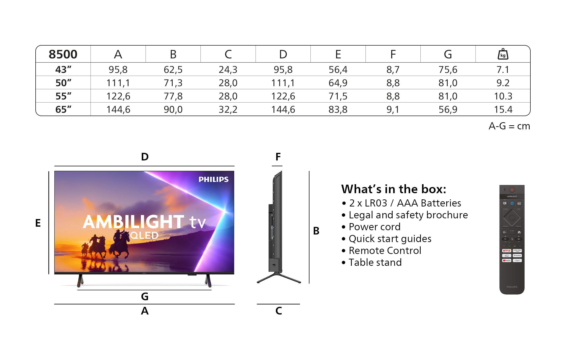 Philips TV 43PUS8500/12 43 4K Ambilight TV, 2025