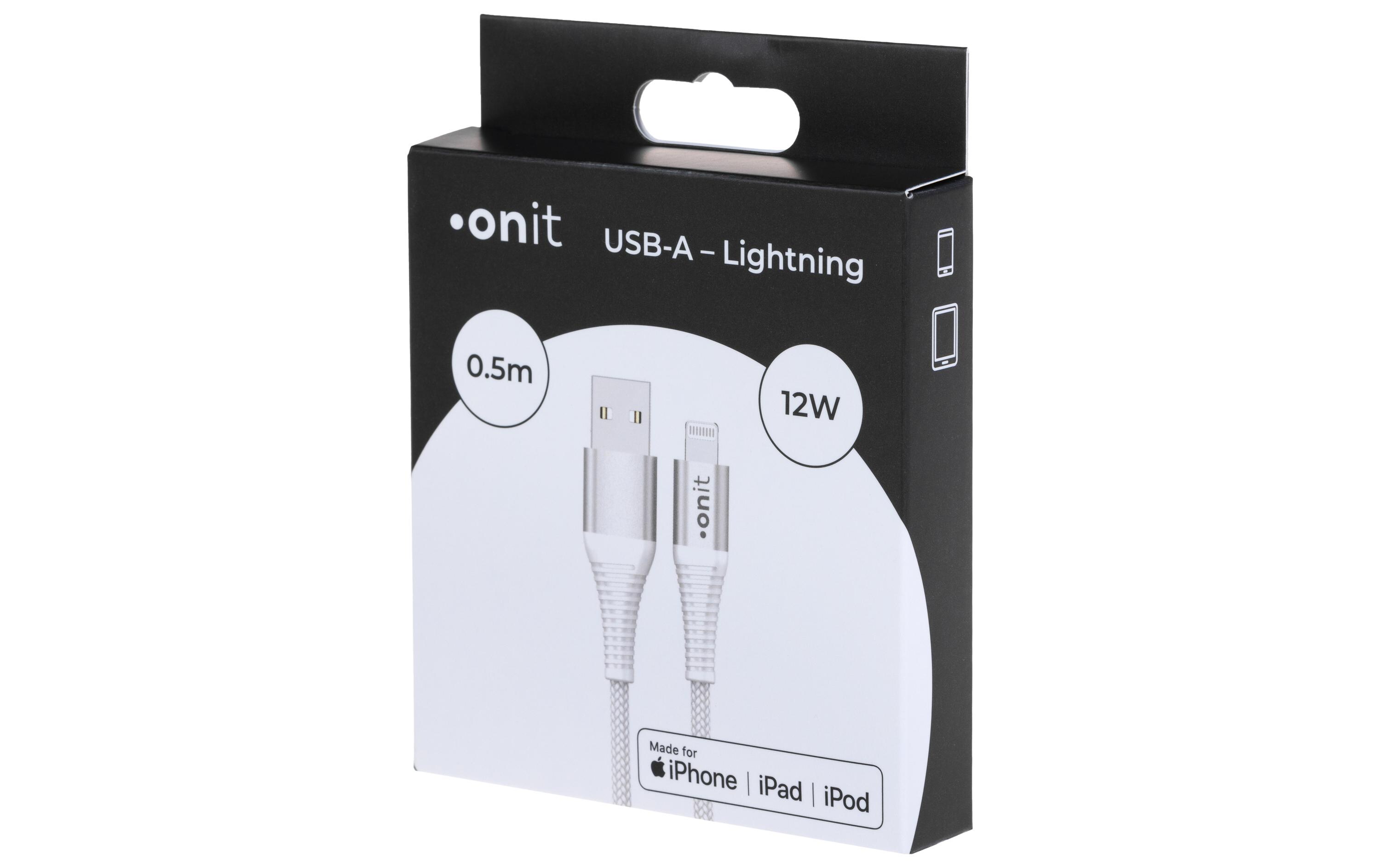 onit USB 2.0-Kabel MFi USB A - Lightning 0.5 m, Weiss
