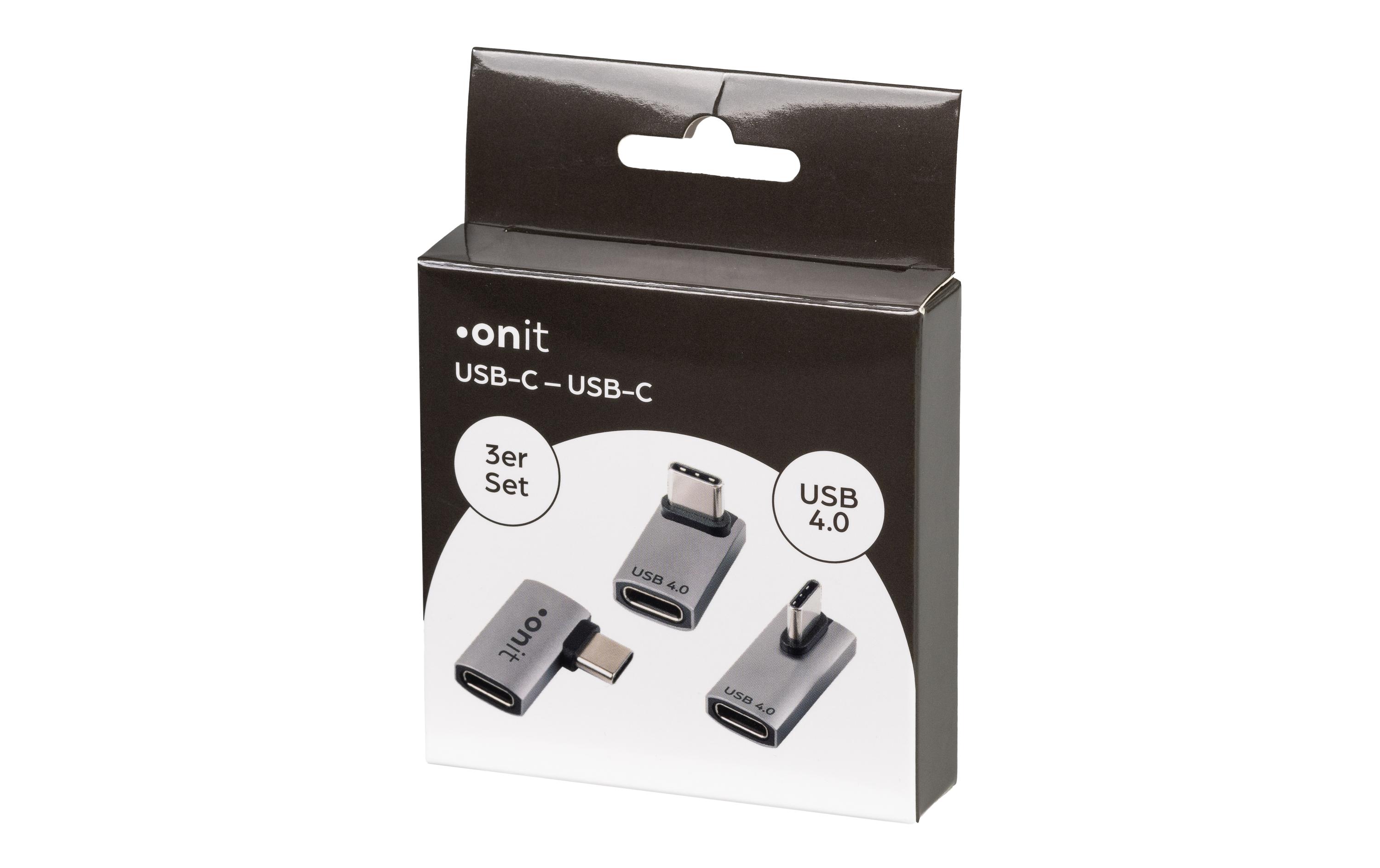 onit USB-Adapter gewinkelt USB-C Stecker - USB-C Buchse, 3-teilig