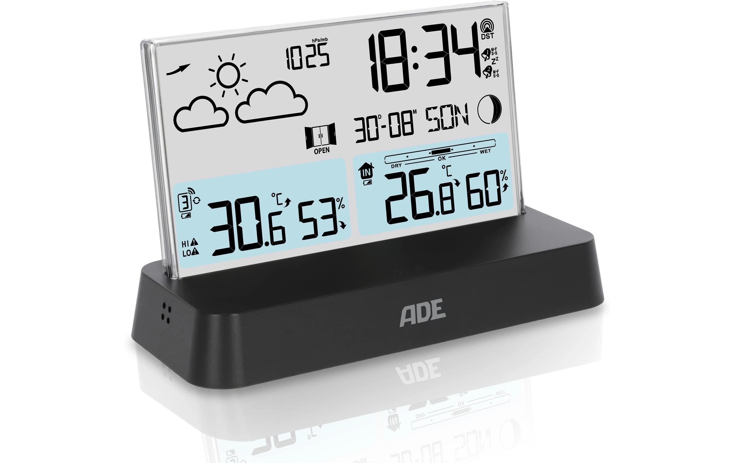 ADE Wetterstation mit Funk-Aussensensor Schwarz ADE Wetterstation mit Funk-Aussensensor Schwarz