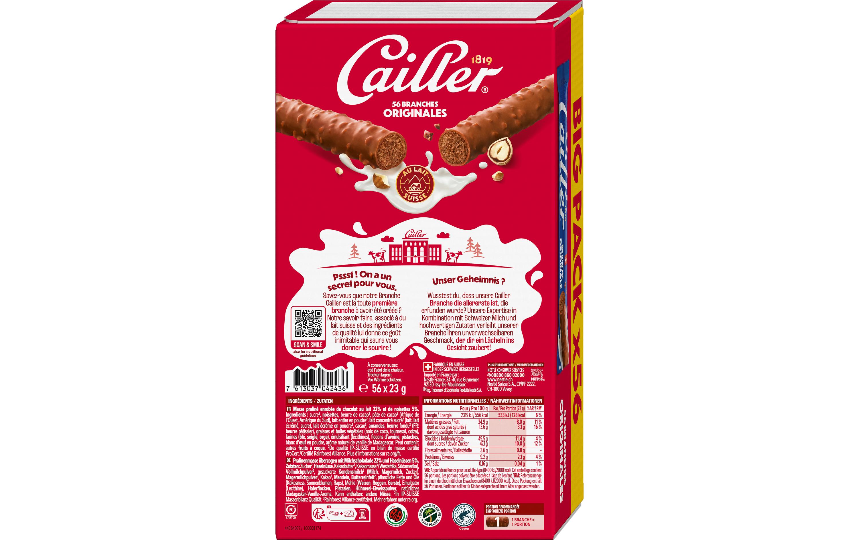 Cailler Schokoladenriegel Branches Originale 56 x 23 g