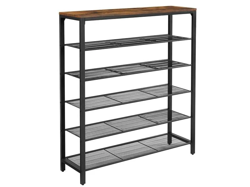 VASAGLE Schuhregal mit 5 Ablagen 100 x 110 cm, Braun/Schwarz VASAGLE Schuhregal mit 5 Ablagen 100 x 110 cm, Braun/Schwarz