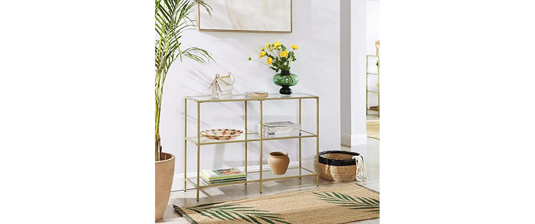 VASAGLE Konsolentisch 100 x 30 x 73 cm, Gold