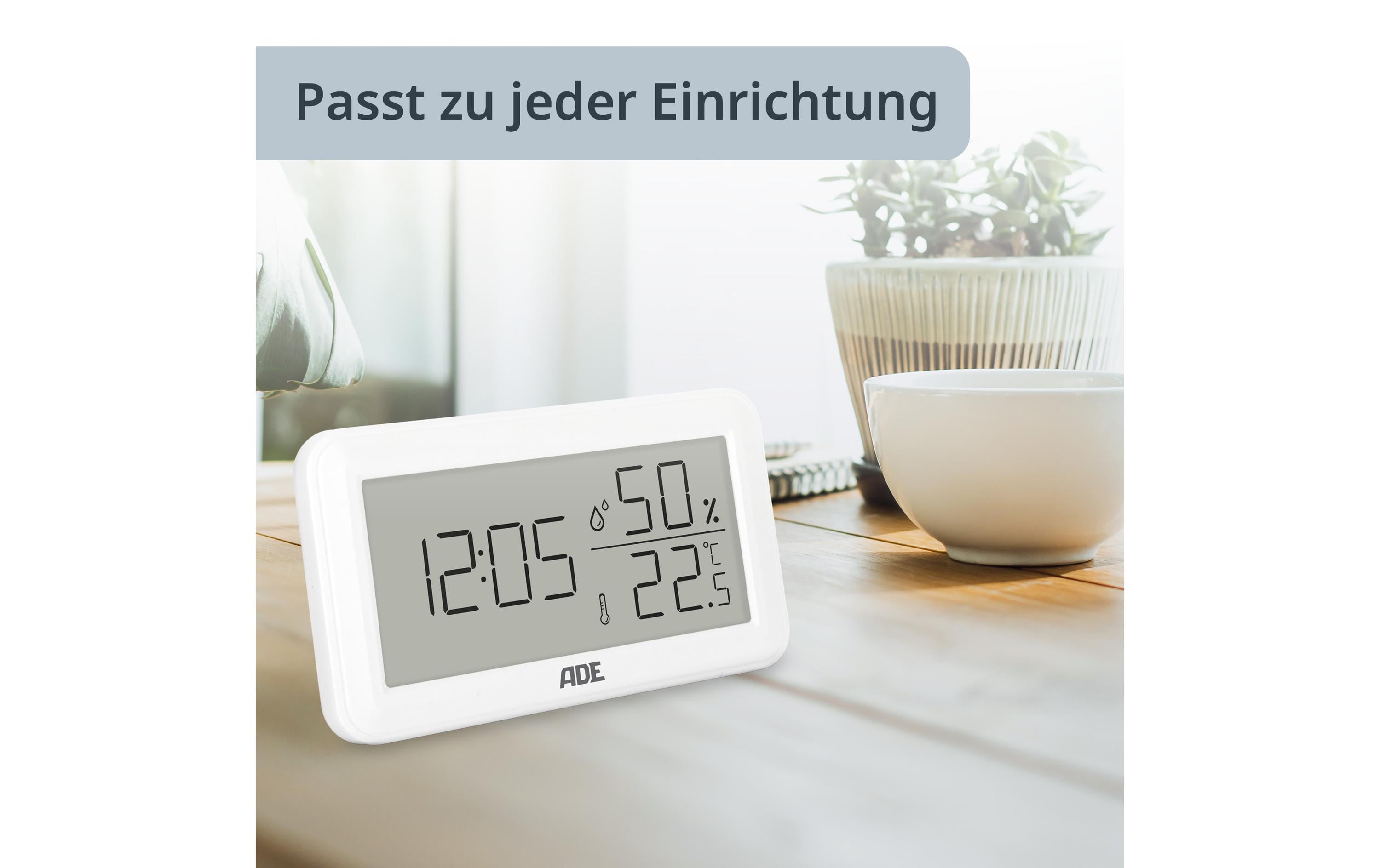 ADE Wetterstation Thermo-Hygrometer 15 cm, Weiss