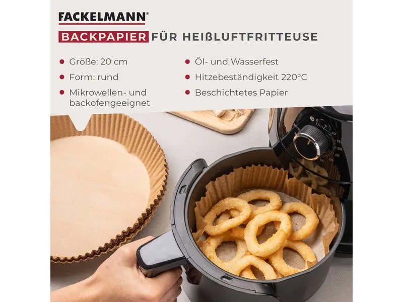 Fackelmann Backpapier Airfryer, Ø 20 cm, 40 Stück