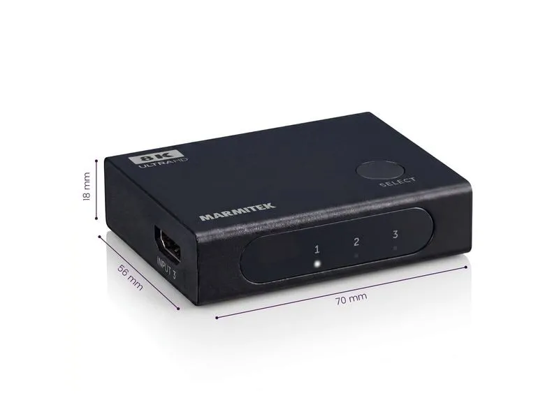 Marmitek Connect 730 3-Port 8K 60 Hz 4K 165 Hz Schwarz