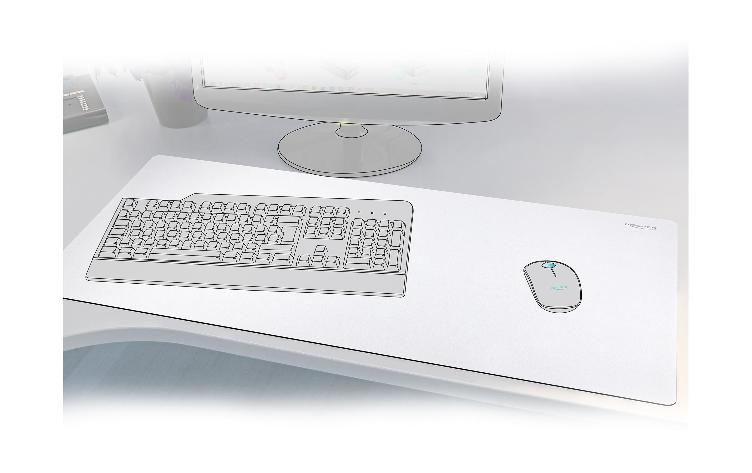 Delock Mausmatte 900 x 500 x 2 mm Weiss