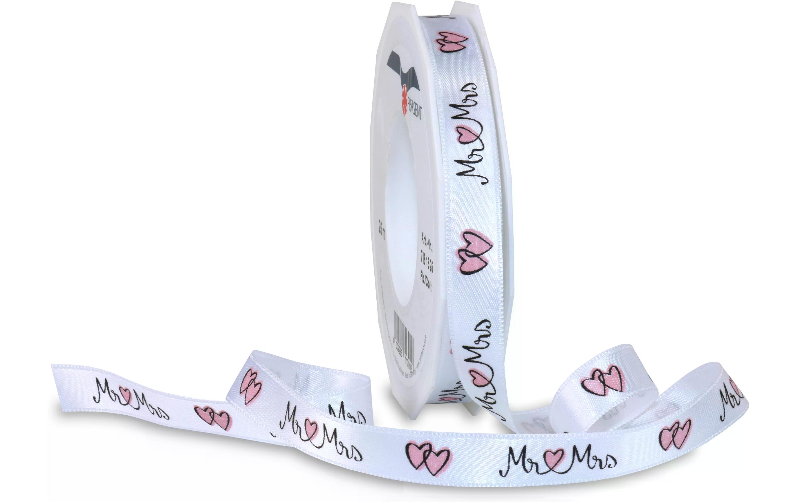 Pattberg Satinband Hochzeit 15 mm x 20 m, Weiss