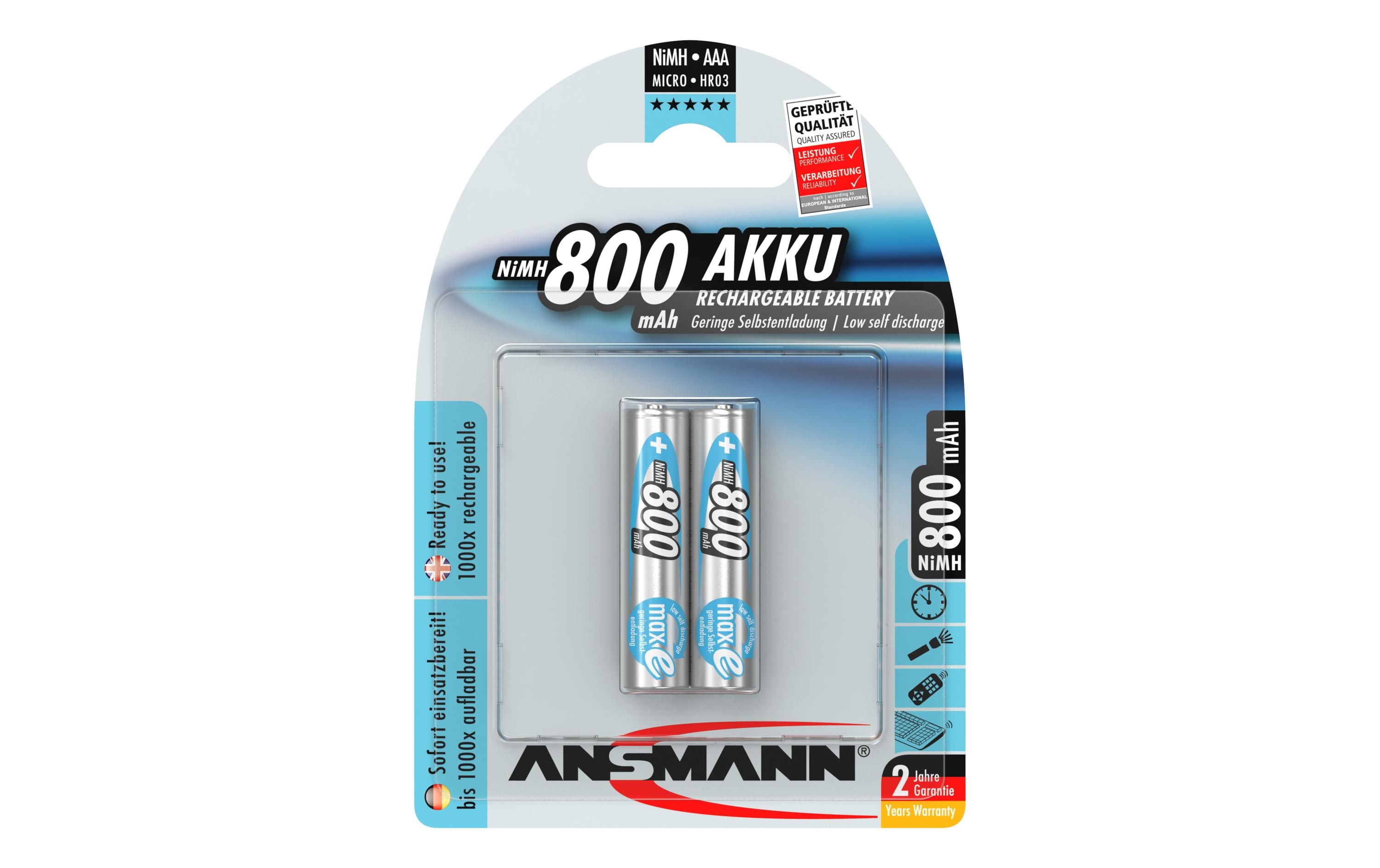Ansmann Akku 2x AAA 800 mAh