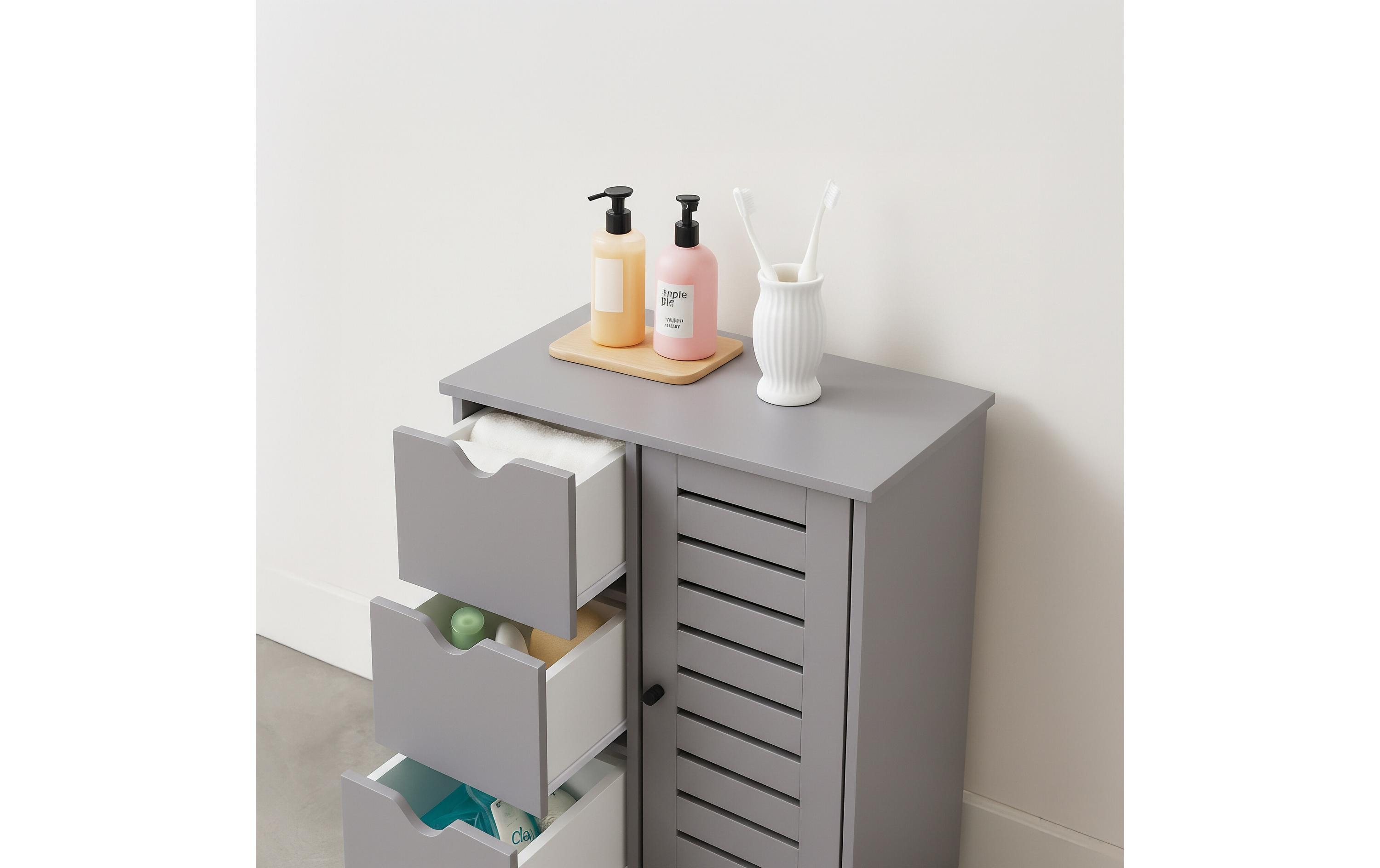 relaxdays Badezimmerregal 80 x 60 x 30 cm Grau