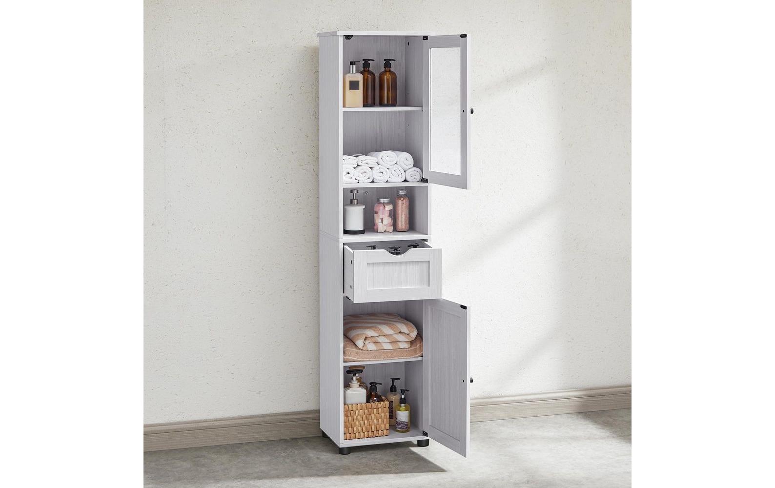 VASAGLE Vitrine Landhausstil 40 x 165 cm, Weiss