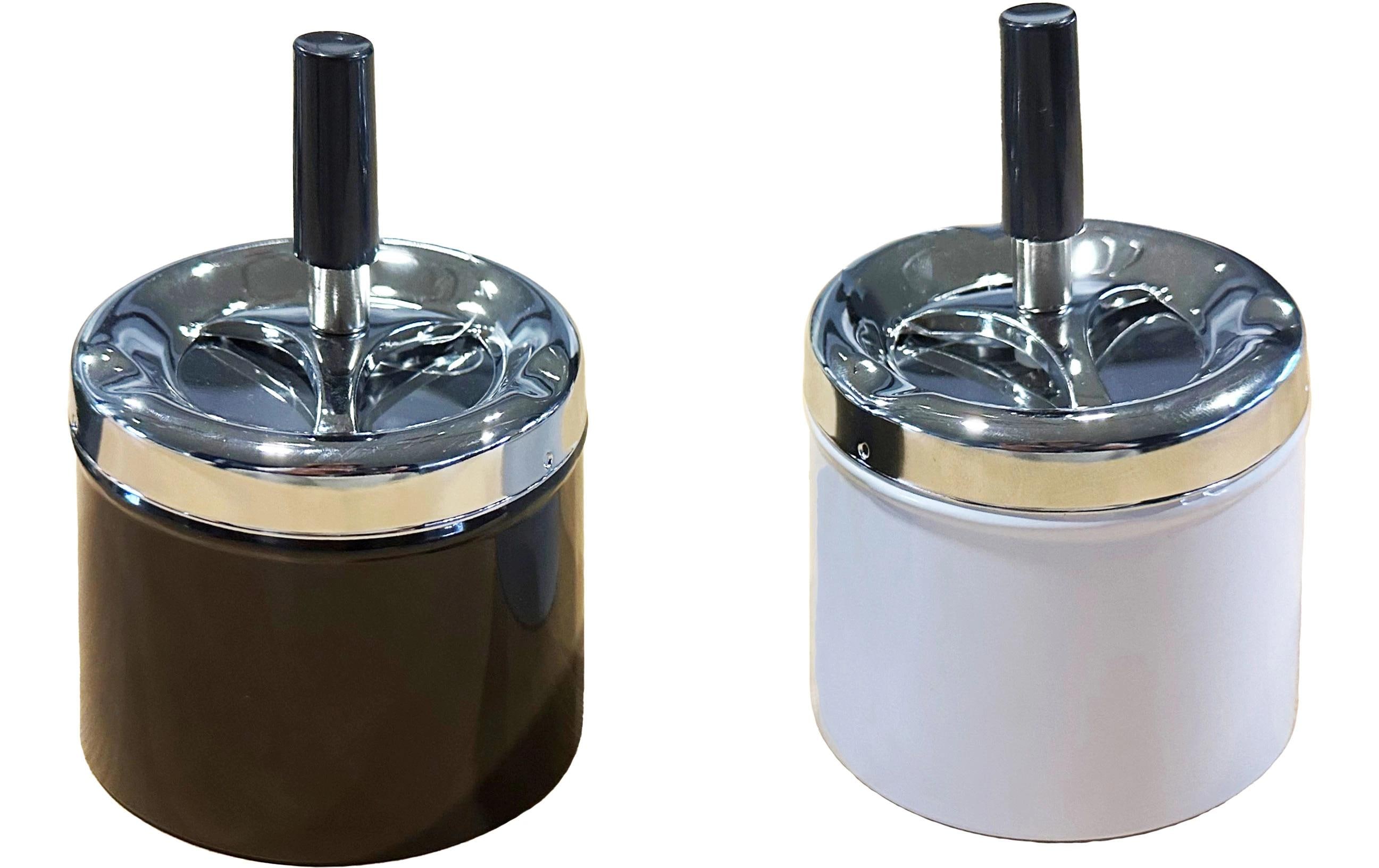 Dameco Aschenbecher mit Schleuderdeckel 2er Set Schwarz/Weiss