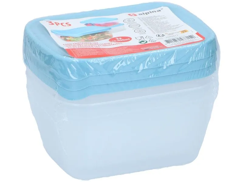 alpina Vorratsdosen Set 3-teilig 0.9 l, Blau/Transparent