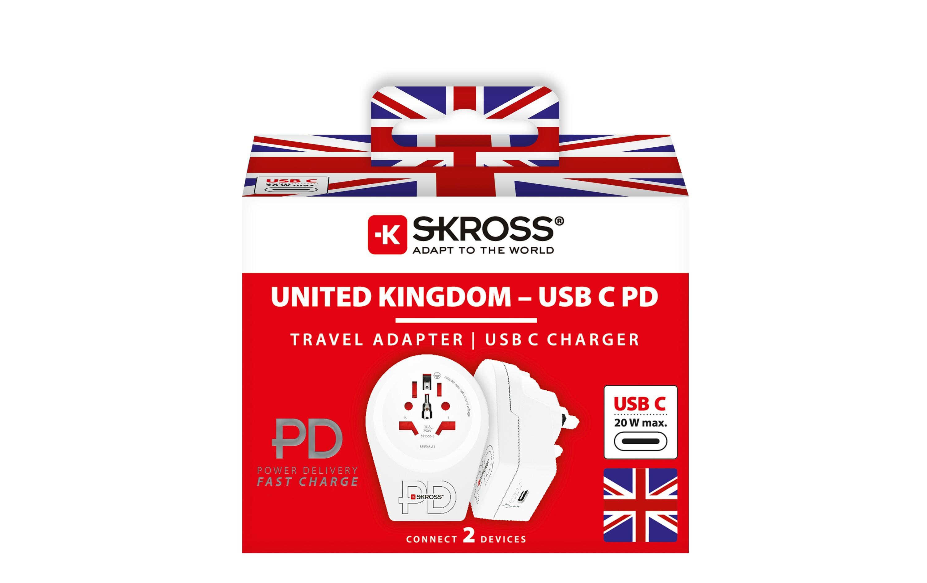 SKROSS Reiseadapter Country World / UK, USB