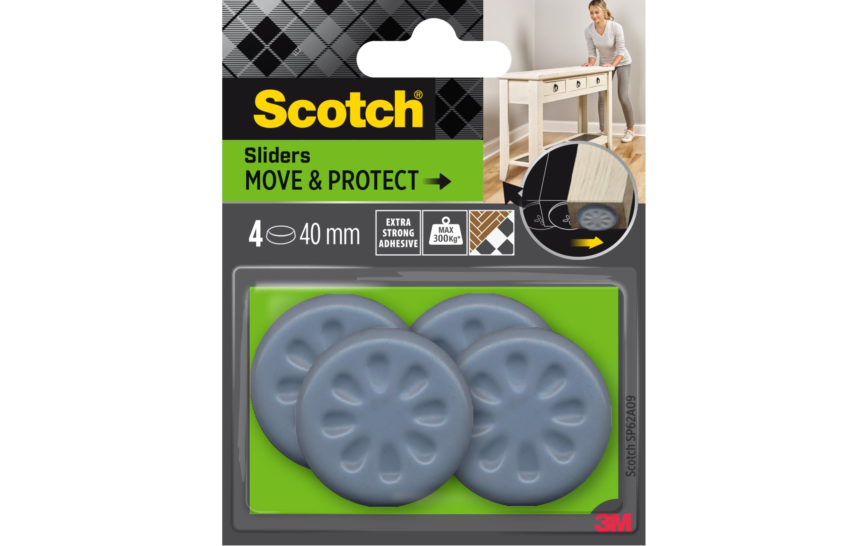 3M Möbelgleiter Move & Protect, Ø 40 mm, Grau, 4er Pack 3M Möbelgleiter Move & Protect, Ø 40 mm, Grau, 4er Pack