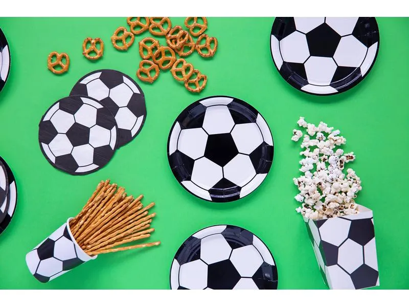 Partydeco Einwegteller Fussball 18 cm, 6 Stück, Schwarz/Weiss