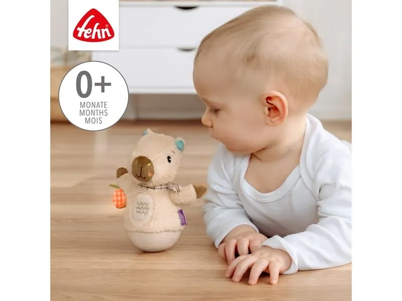 fehn Mini-Stehauf Capybara, Plüsch / Velours, Beige, 15 cm