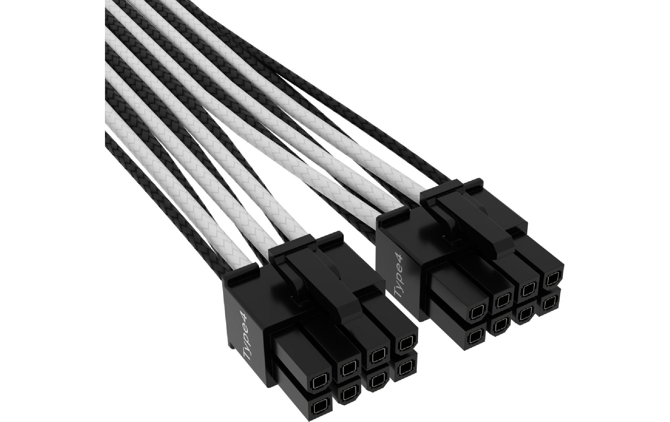 Corsair Premium 12+4-Pin 12VHPWR 600 W Kabel Schwarz Weiss Corsair Premium 12+4-Pin 12VHPWR 600 W Kabel Schwarz Weiss