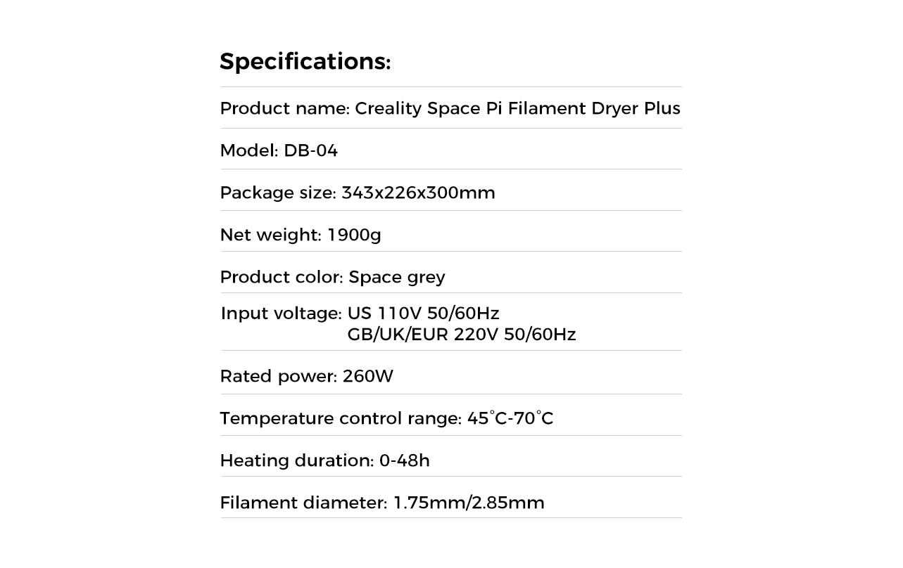 Creality Filament Trockenbox Space Dryer P+