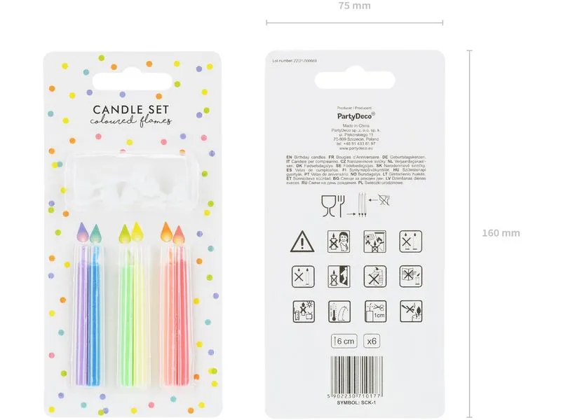 Partydeco Kerze bunte Flammen, 6 Stück Partydeco Kerze bunte Flammen, 6 Stück