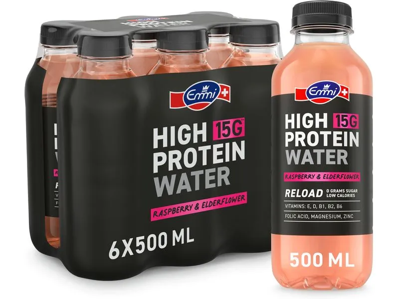 Emmi Milch High Protein Water Himbeere Holunder 6 x 500 ml