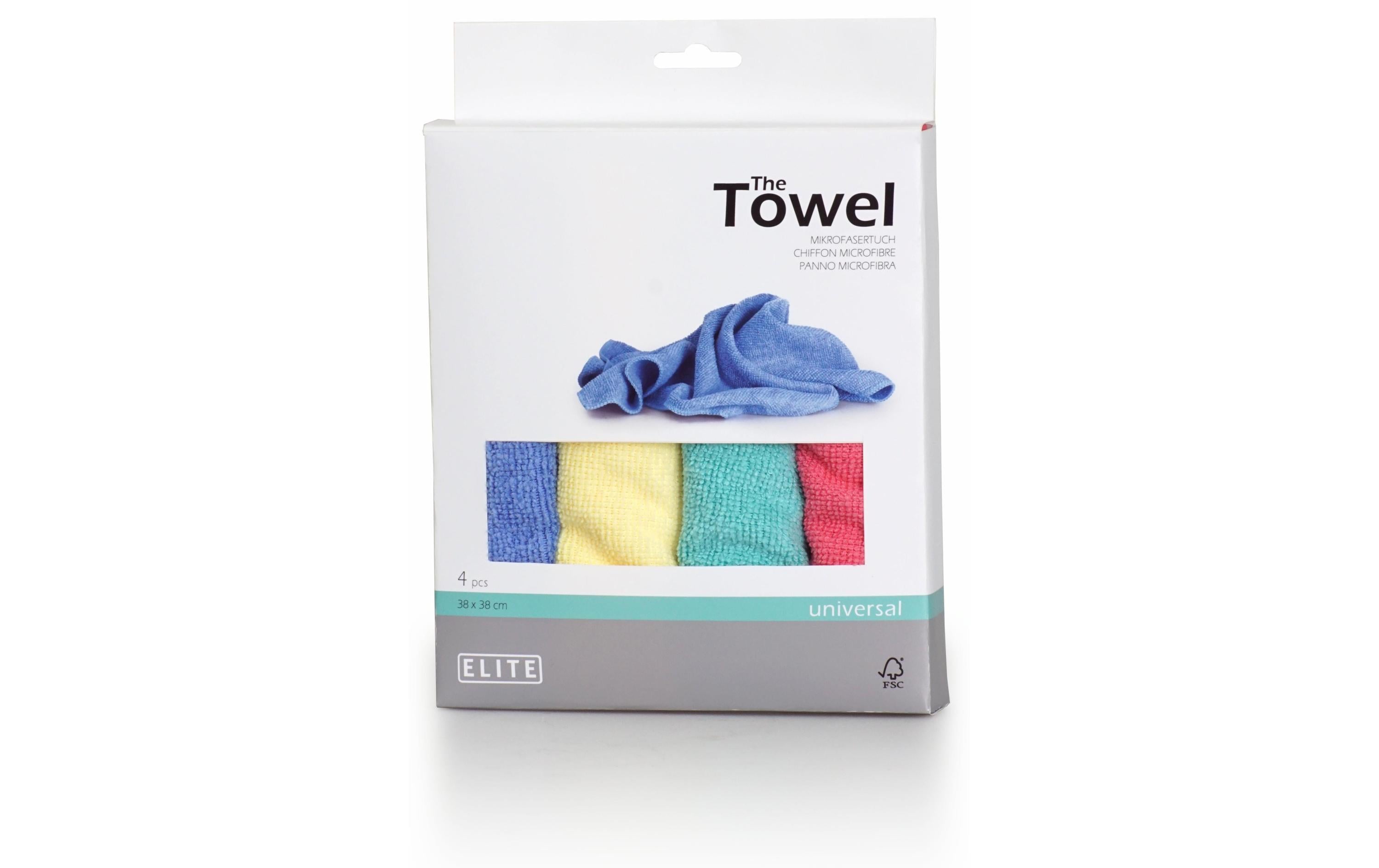 Elite Mikrofaser-Reinigungstuch 4 Stück, Mehrfarbig