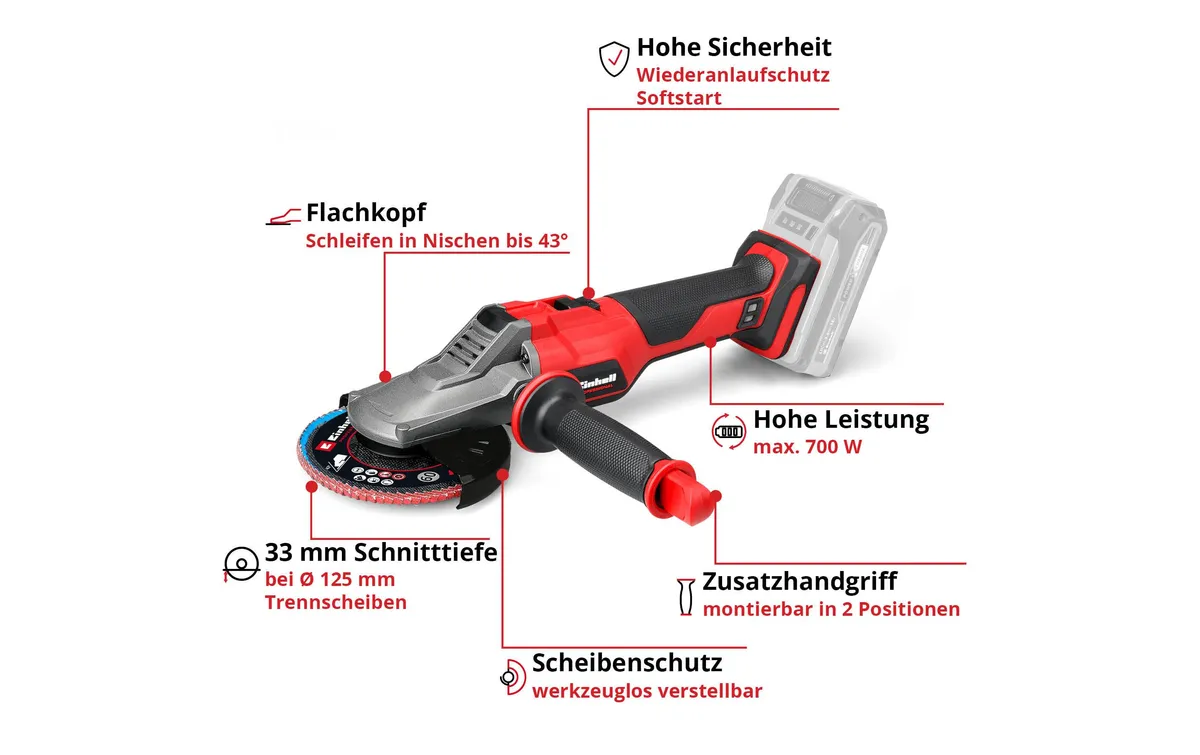 Einhell Professional Winkelschleifer TP-AG 18/125 F Li BL – Solo