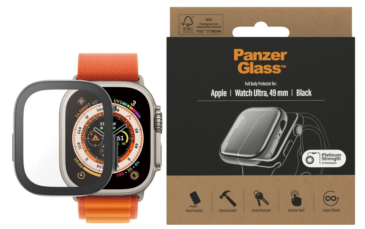 Panzerglass Displayschutz Full Body Apple Watch Ultra (49 mm) Schwarz Panzerglass Displayschutz Full Body Apple Watch Ultra (49 mm) Schwarz