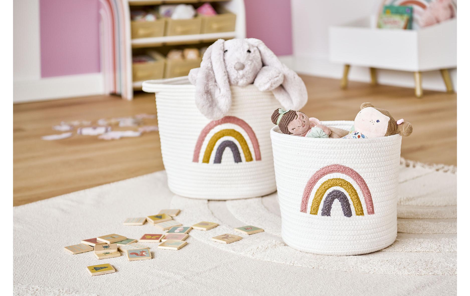 Zeller Present Spielzeugkorb Rainbow Weiss 25 x 22 cm