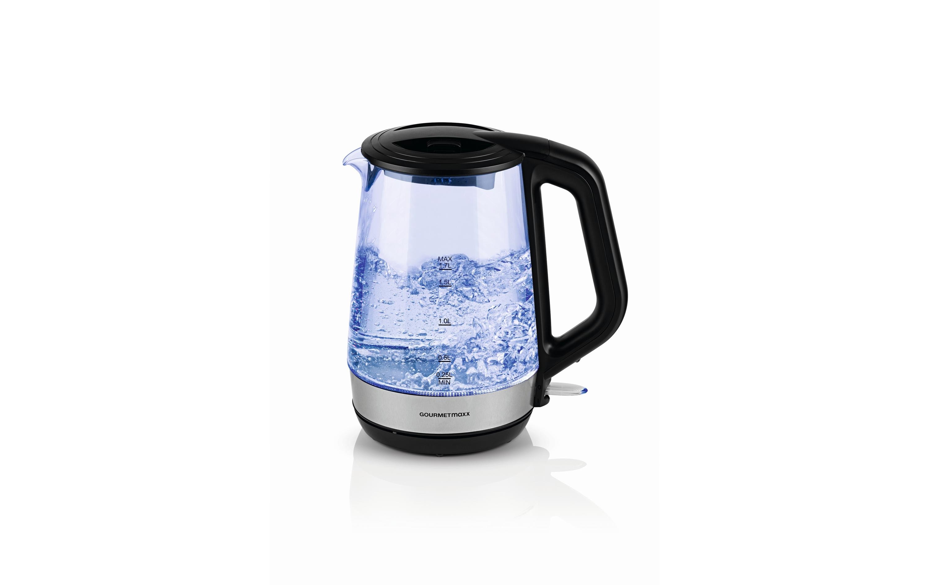 GOURMETmaxx Wasserkocher 1.7 l, Schwarz/Transparent