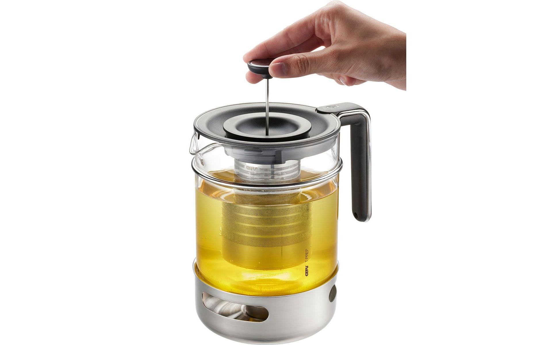 GEFU Teekanne T-Prep 1.5 l, Schwarz/Silber/Transparent