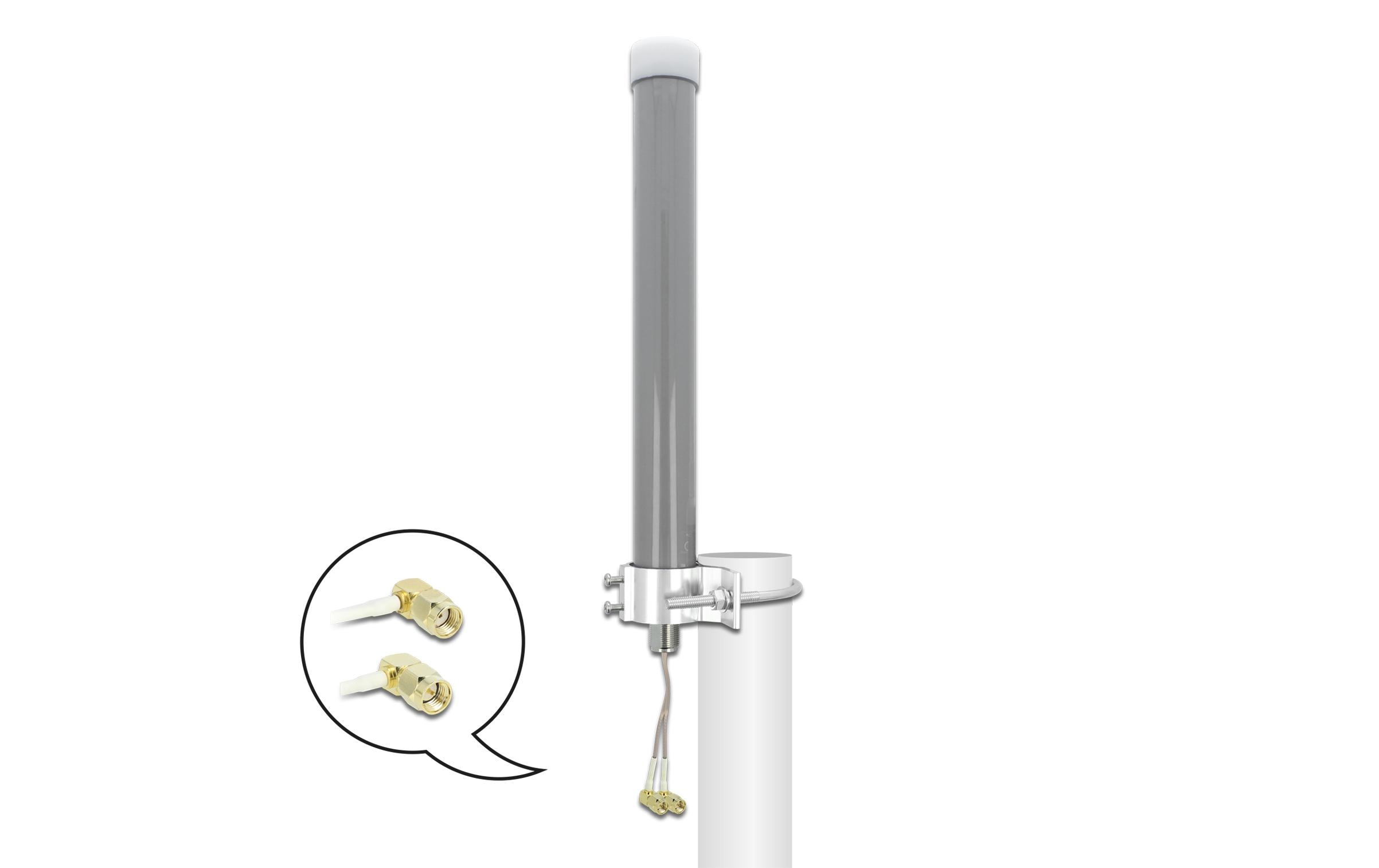 Delock LTE/WLAN/GPS-Antenne Outdoor RP-SMA/SMA 3 dBi Rundstrahl Delock LTE/WLAN/GPS-Antenne Outdoor RP-SMA/SMA 3 dBi Rundstrahl