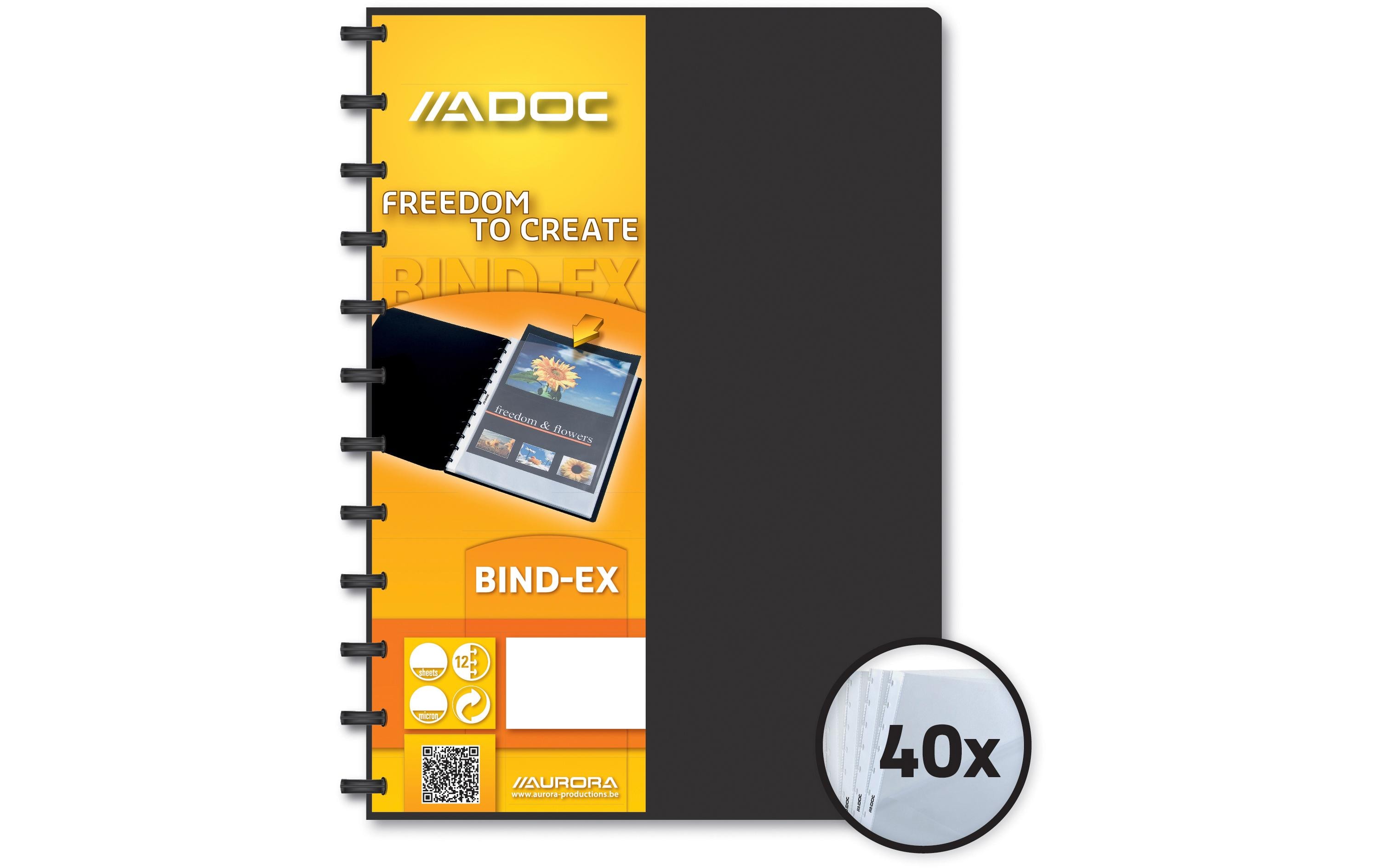 Adoc Sichtbuch Bind-Ex A4, 40 Taschen, Schwarz