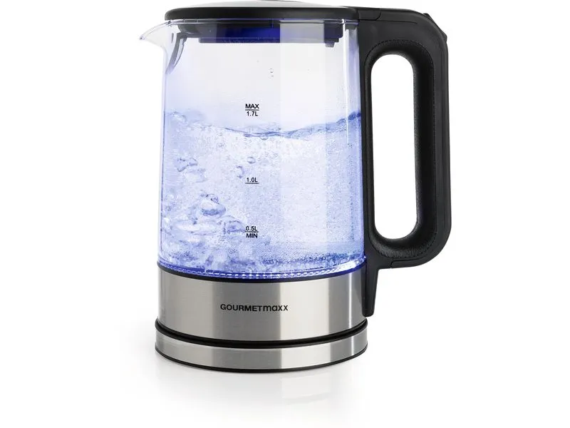 GOURMETmaxx Wasserkocher 1.7 l, Silber/Transparent