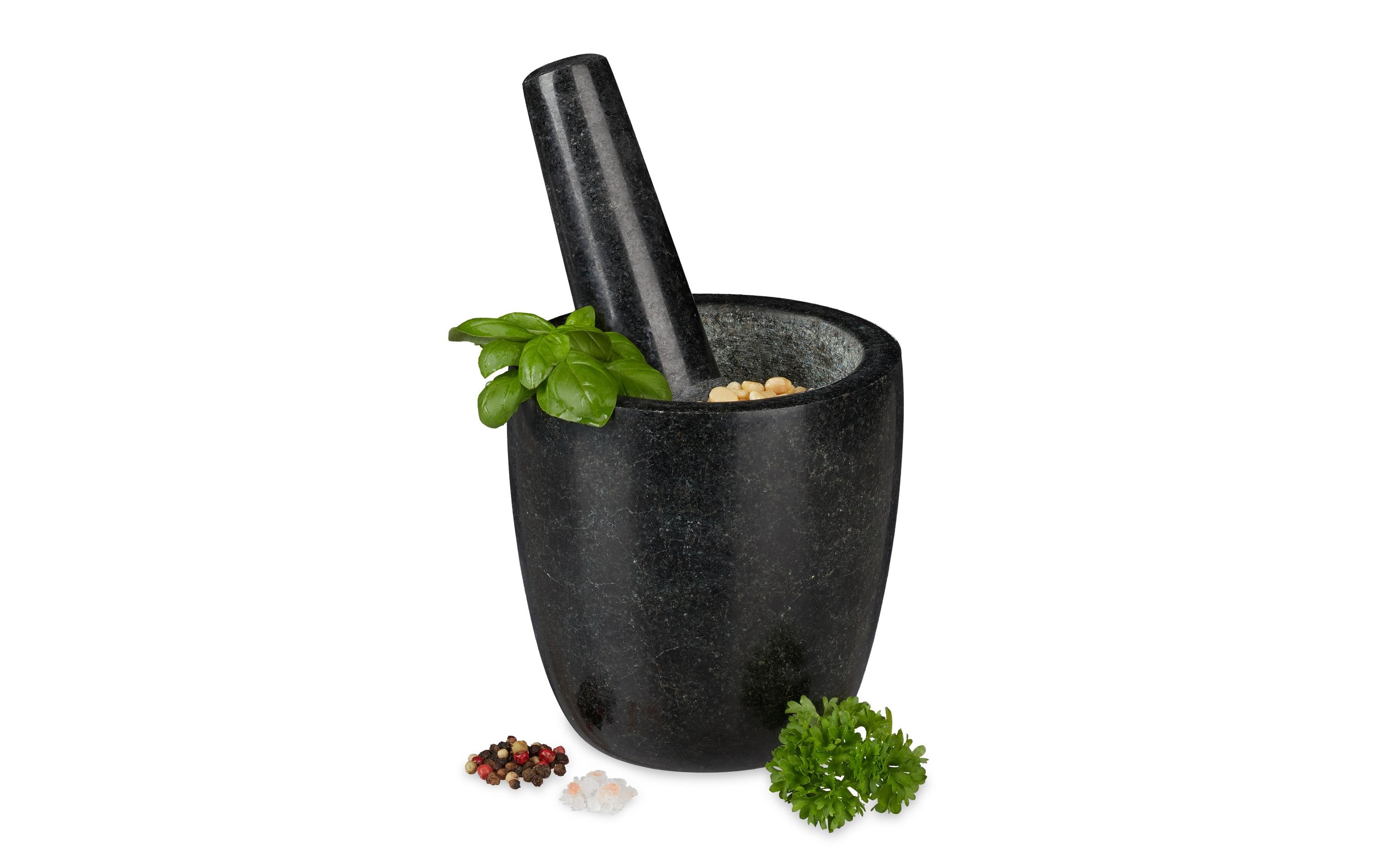 relaxdays Mörser mit Stössel 13 cm, Granit