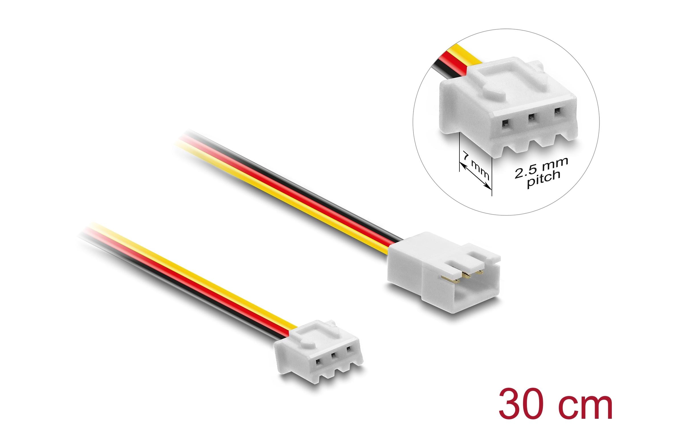 Delock Stromkabel JST Stecker zu Buchse, 3 Pin 30 cm