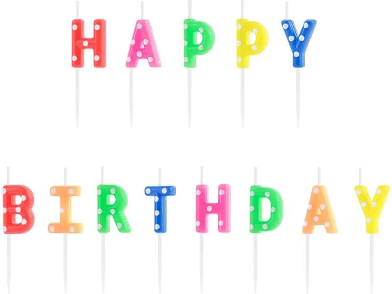 Partydeco Kerze Happy Birthday 2.5 cm, Mehrfarbig Partydeco Kerze Happy Birthday 2.5 cm, Mehrfarbig