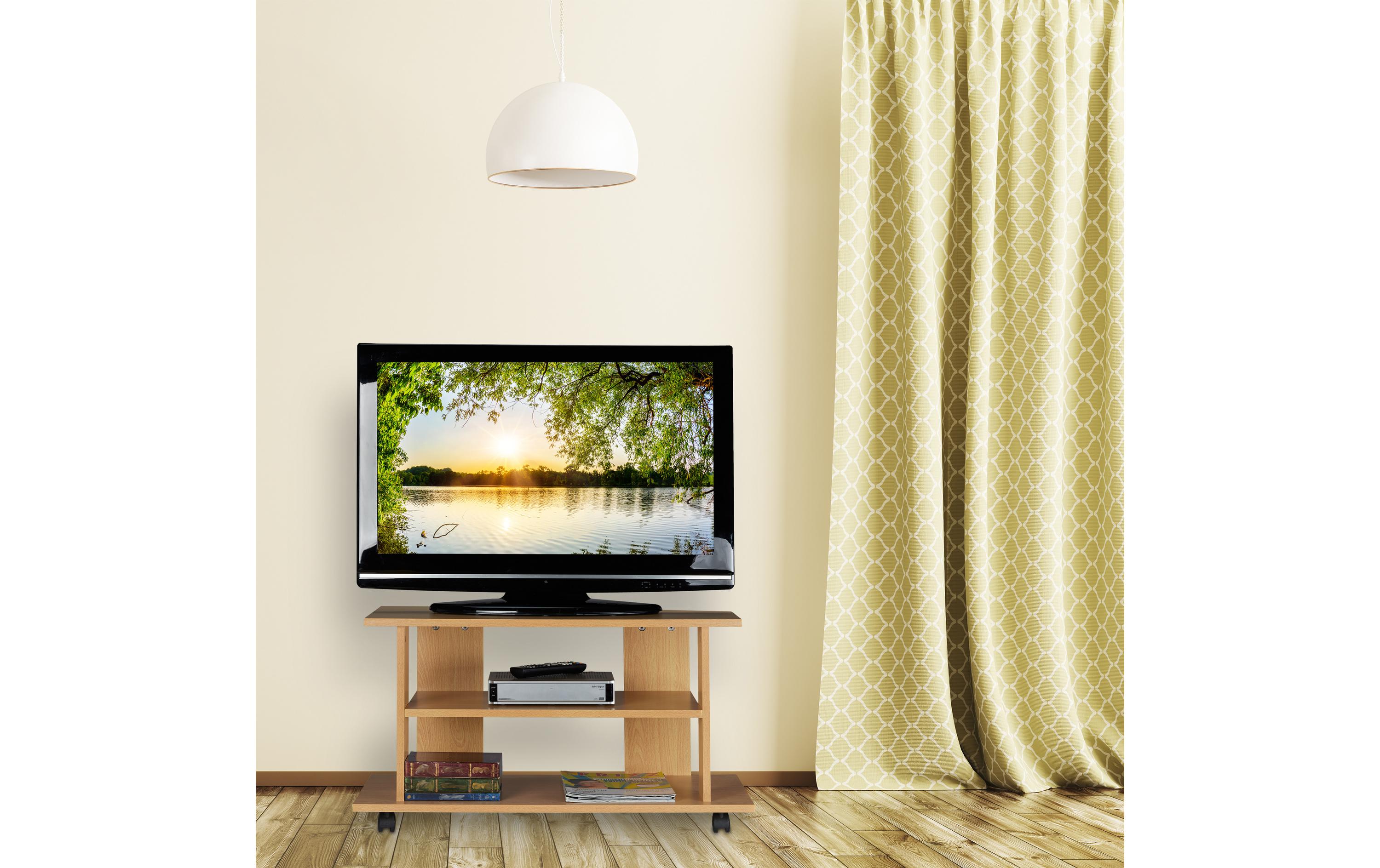 relaxdays TV-Möbel mit Rollen, 80 x 40 cm, Hellbraun