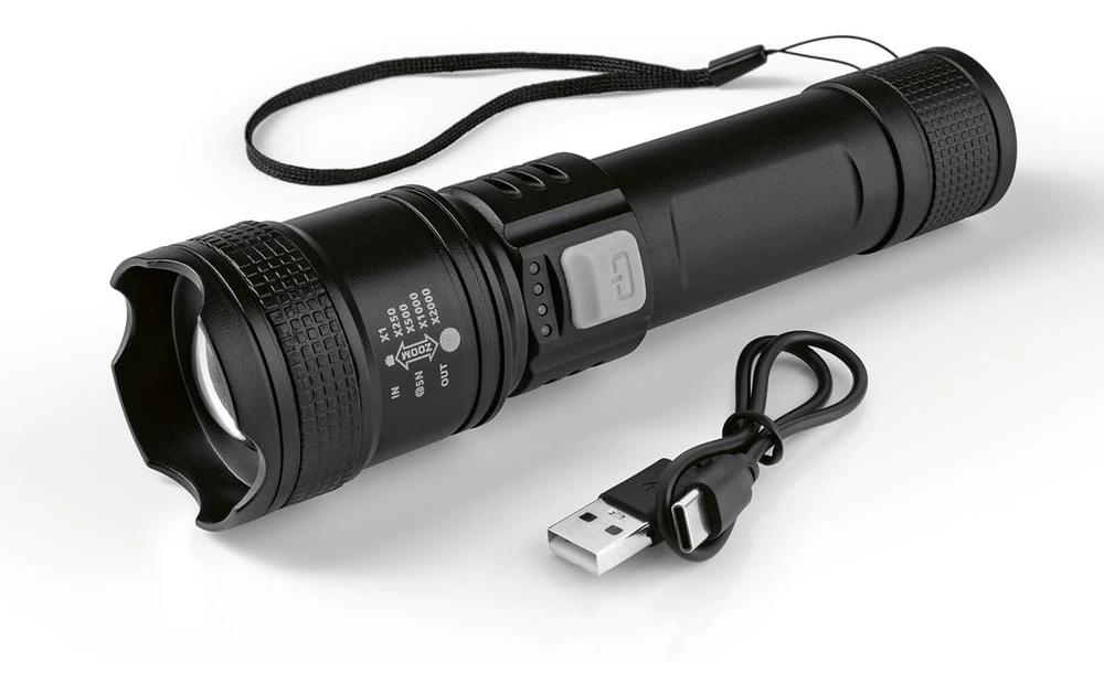 EASYmaxx Taschenlampe wiederaufladbar 3.7 V schwarz inkl. USB-Kabel