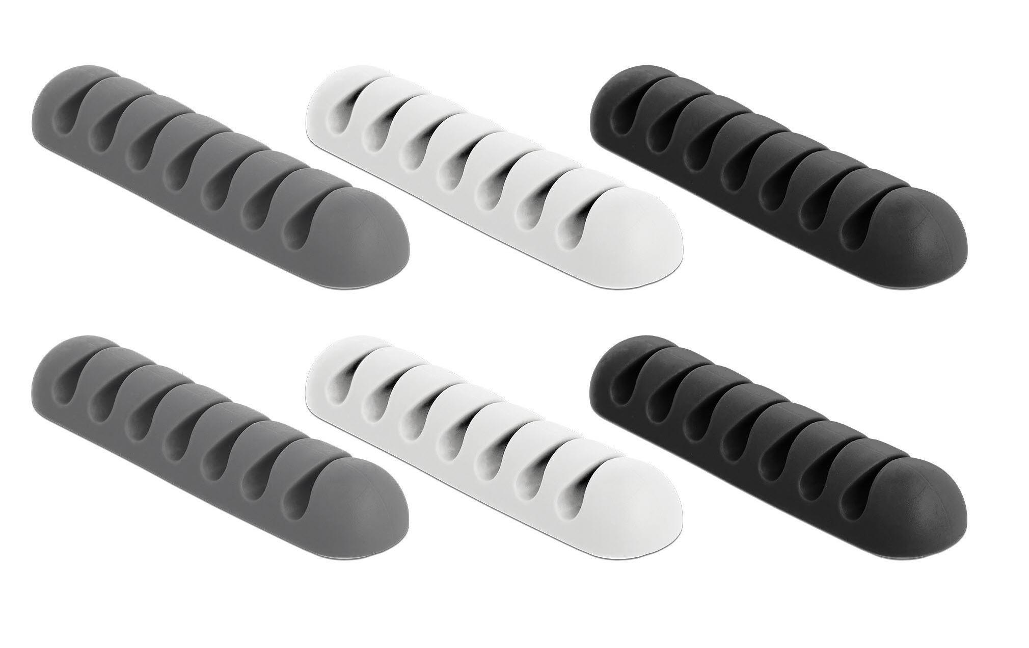 Delock Kabelhalter 4 mm, 3x2 Stück, weiss, grau, schwarz, 7 Durchf