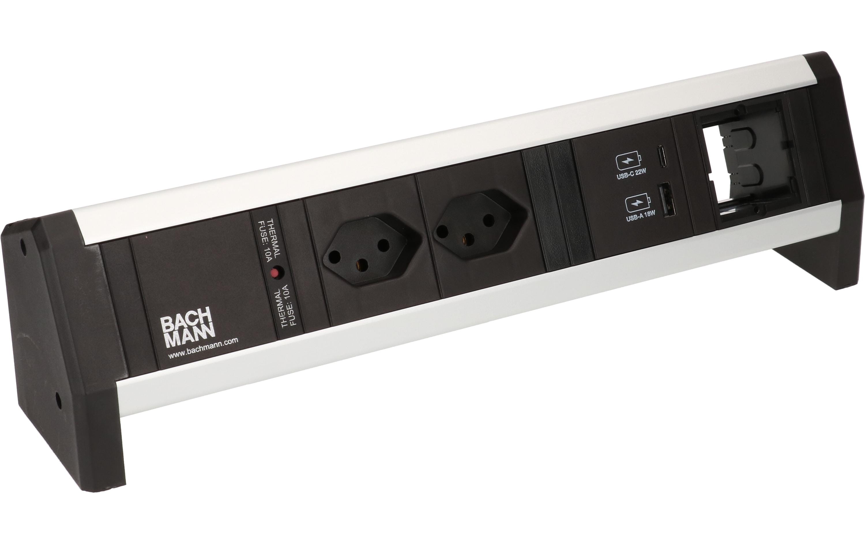 Bachmann Tischsteckdosenleiste DESK 1, 2x T13, 1x USB A/C, 1x Custom