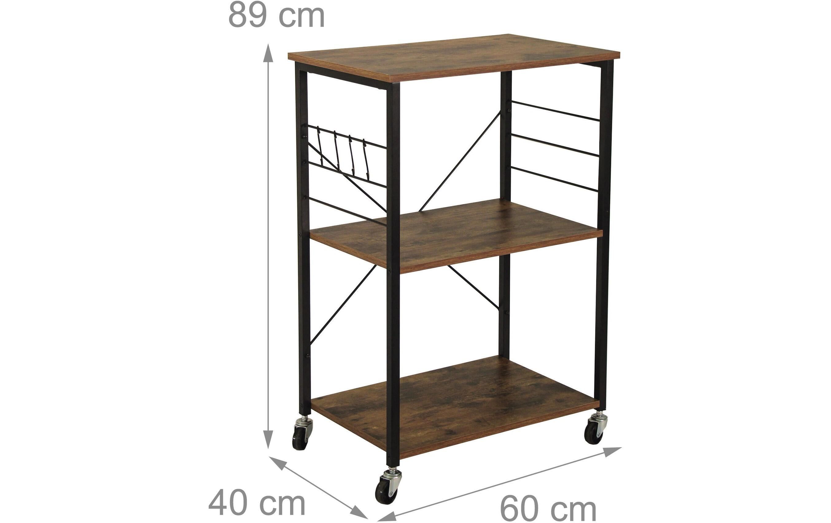 relaxdays Küchenwagen 89 x 60 x 40 cm Schwarz