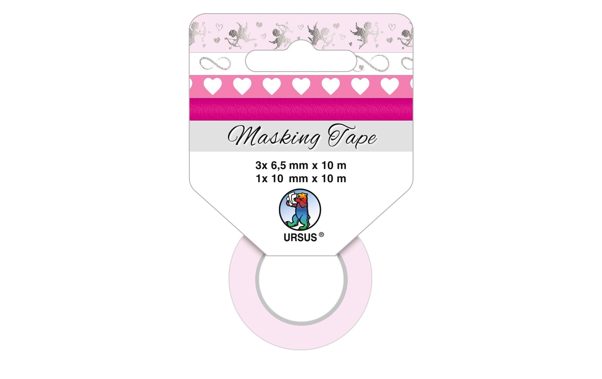 URSUS Washi Tape Liebe 4 Stück, Pink/Weiss