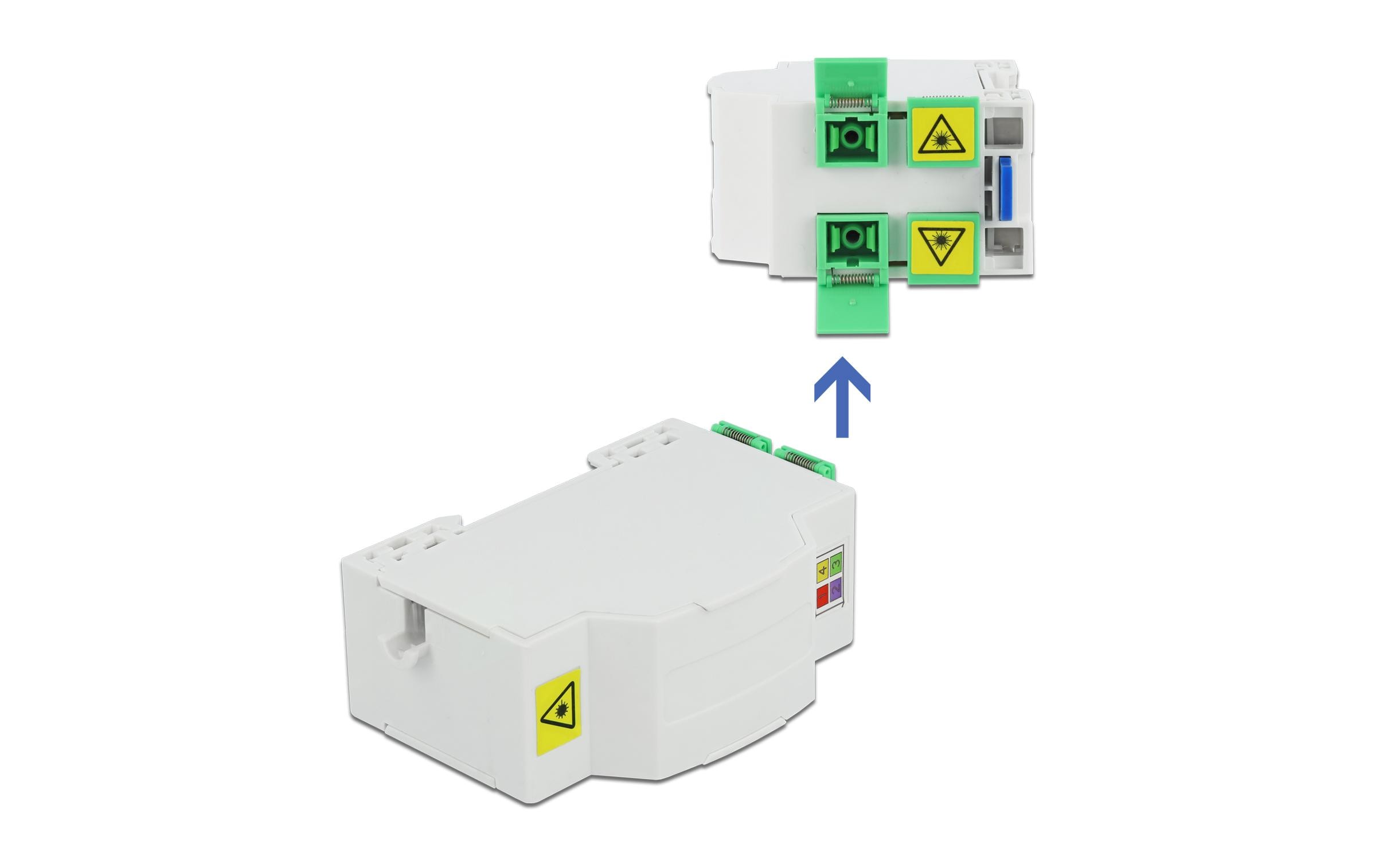 Delock LWL Anschlussdose für Hutschiene 4x SC/LC weiss